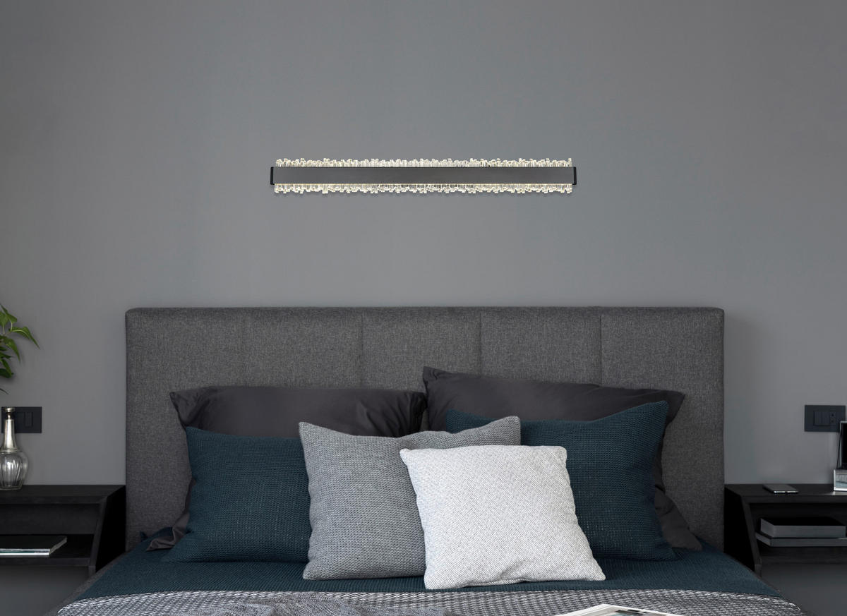 GLOBO Wandleuchte schwarz grau Aluminium Metall B/H/L: ca. 6,5x76,5x14,5 cm Wandleuchte-Stalagmita - schwarz/grau (14,50/6,50/76,50cm) - GLOBO