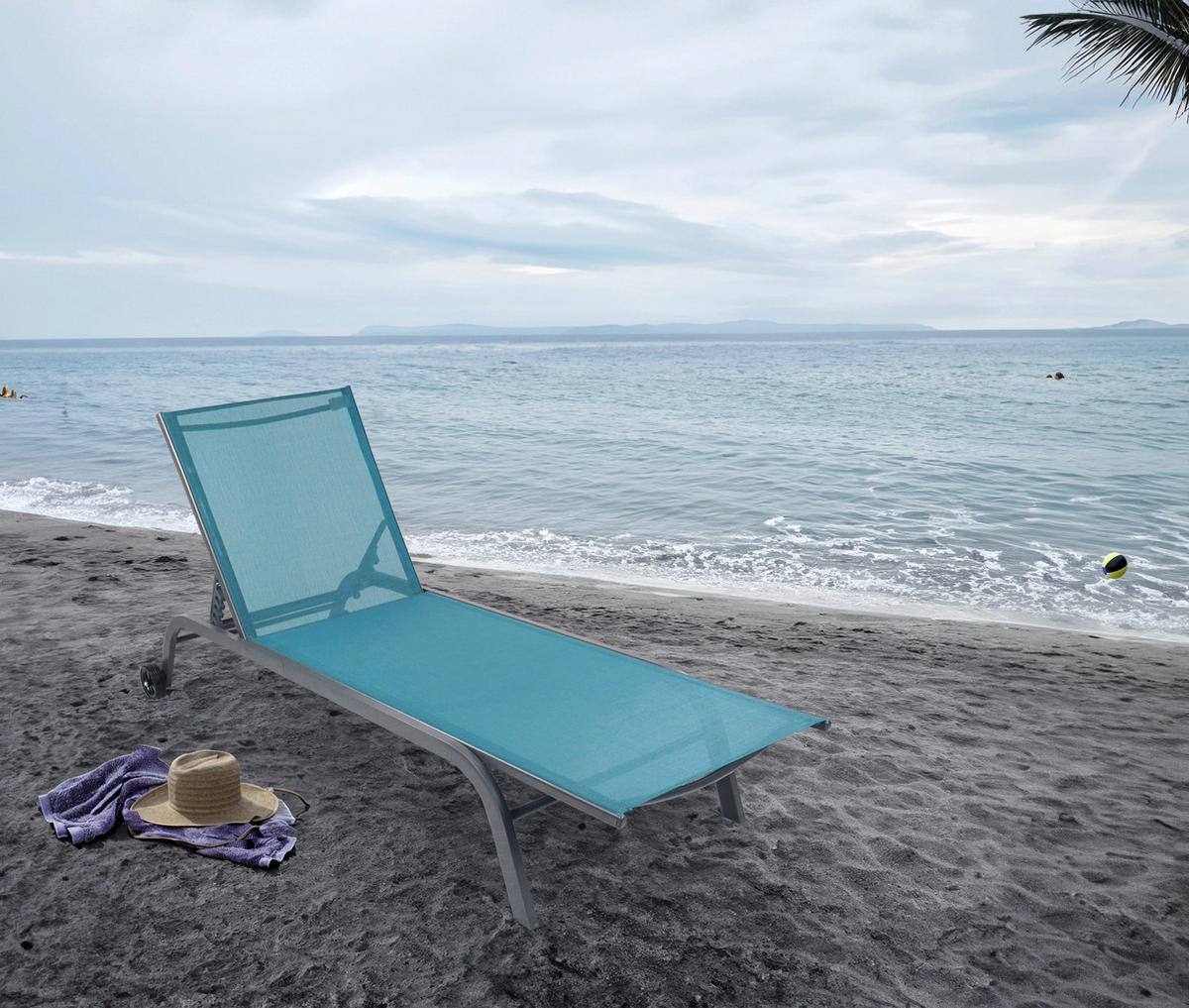 VCM Sonnenliege Sonlas blau Textilene B/H/L: ca. 58x32x192 cm Sonlas - blau (192,00/58,00/32,00cm) - VCM