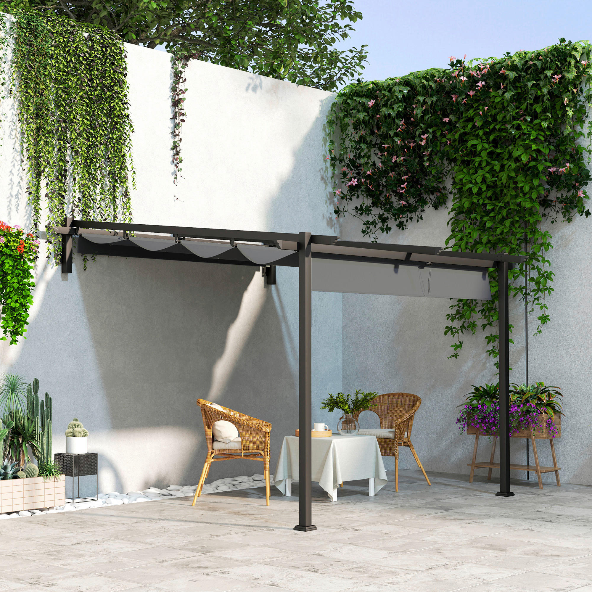 Outsunny Pergola dunkelgrau Aluminium B/H/L: ca. 297x230x297 cm Pergola - dunkelgrau (297,00/297,00/230,00cm) - Outsunny