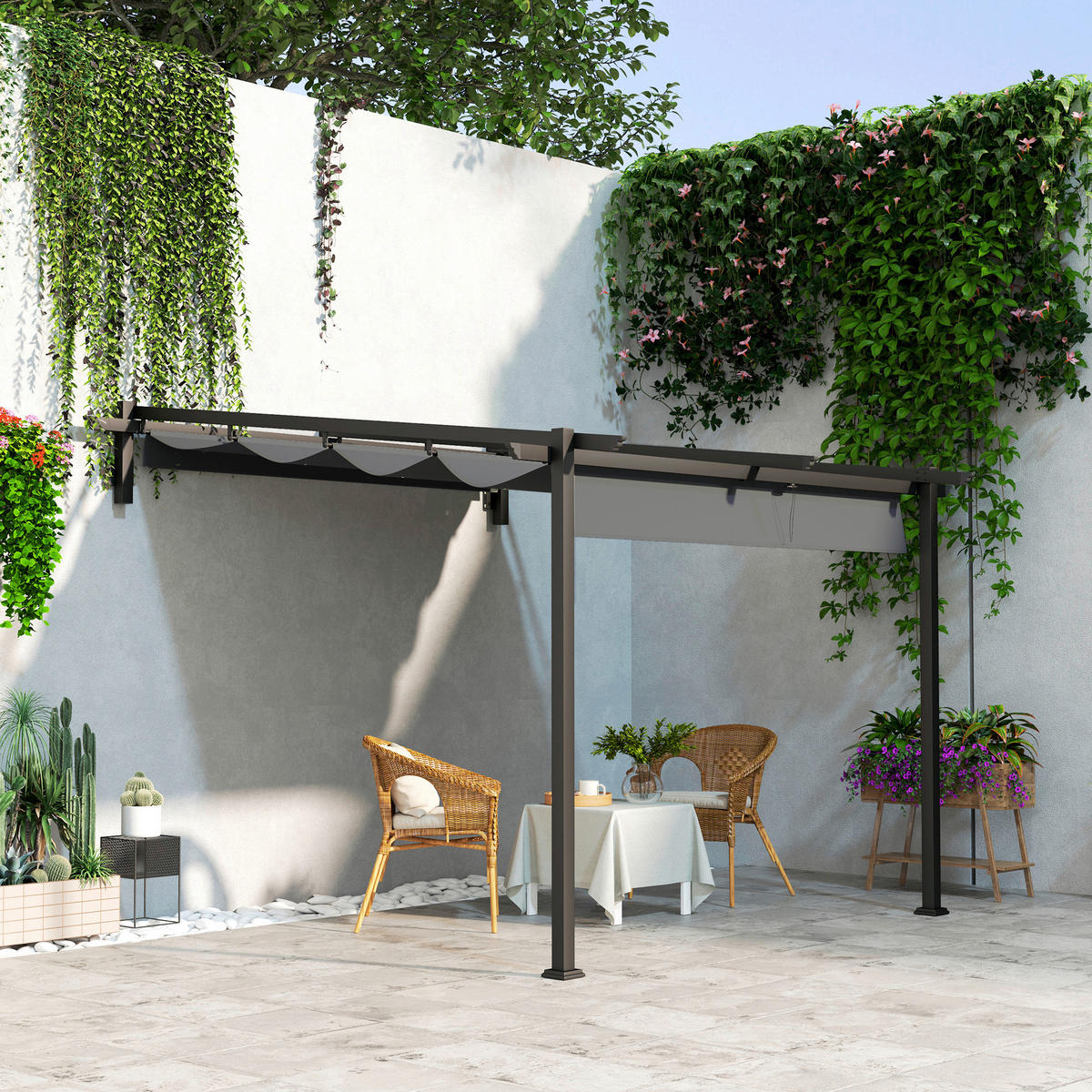 Outsunny Pergola dunkelgrau Aluminium B/H/L: ca. 297x230x297 cm Pergola - dunkelgrau (297,00/297,00/230,00cm) - Outsunny