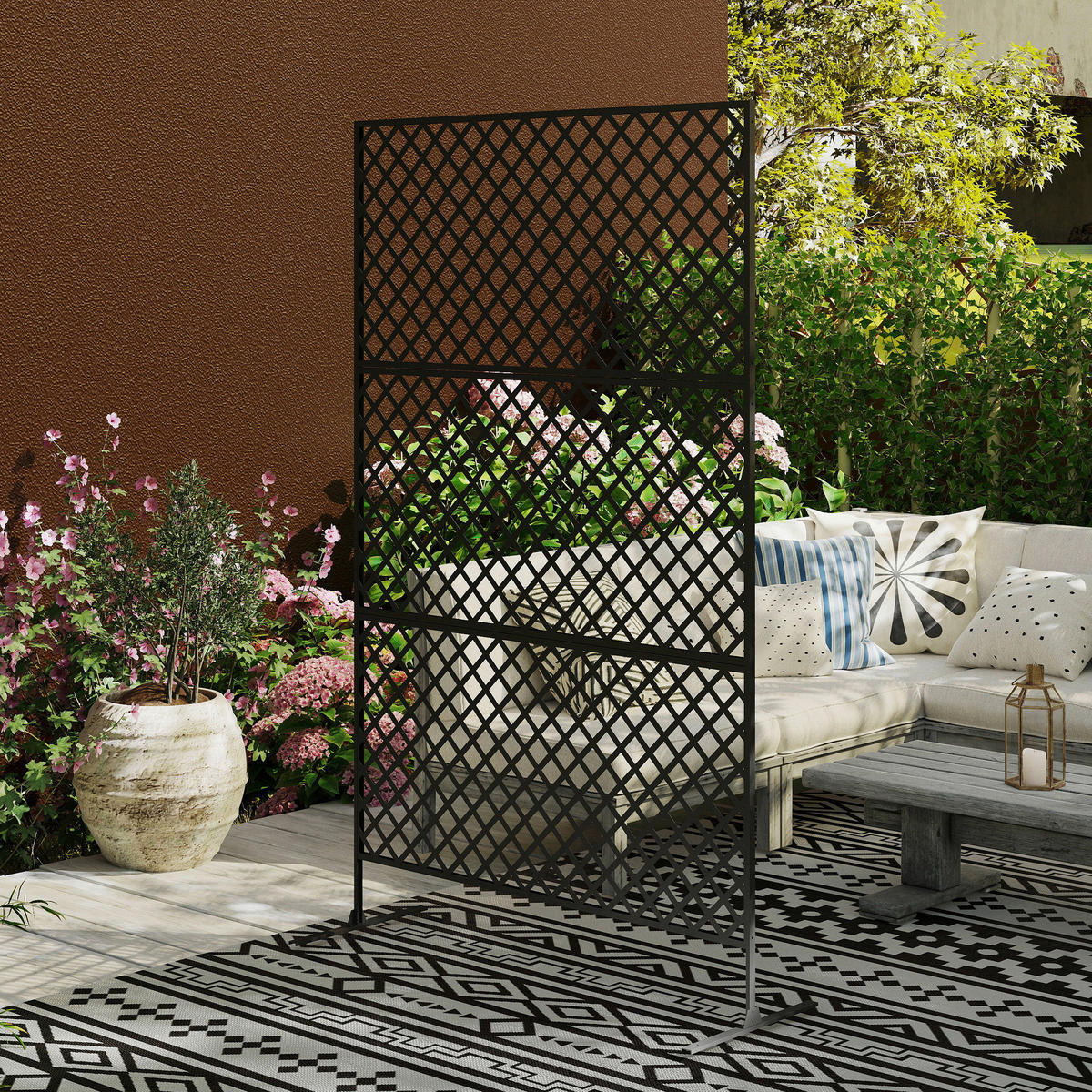 Outsunny Raumteiler schwarz Stahl B/H/L: ca. 45x198x122 cm Raumteiler - schwarz (122,00/45,00/198,00cm) - Outsunny
