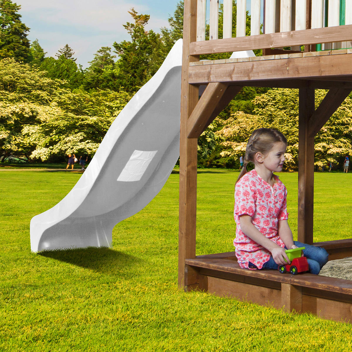 AXI Spielhaus Liam braun B/H/L: ca. 541x291x277 cm Liam - braun/weiß (277,00/541,00/291,00cm) - AXI