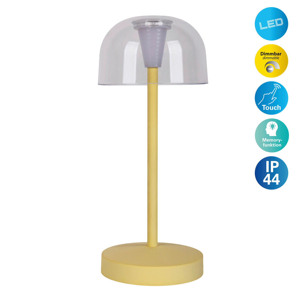 LED-Außentischleuchte gelb B/H/T/D: ca. 8x18,5x8x8 cm GOMBA - gelb (8,00/18,50/8,00cm) - Näve Leuchten