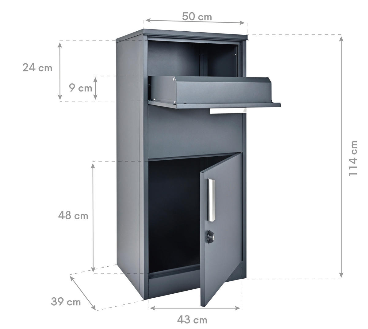 Westmann Paketbox Pepe anthrazit B/H/T: ca. 50x114x39 cm Pepe - anthrazit (50,00/114,00/39,00cm) - Westmann