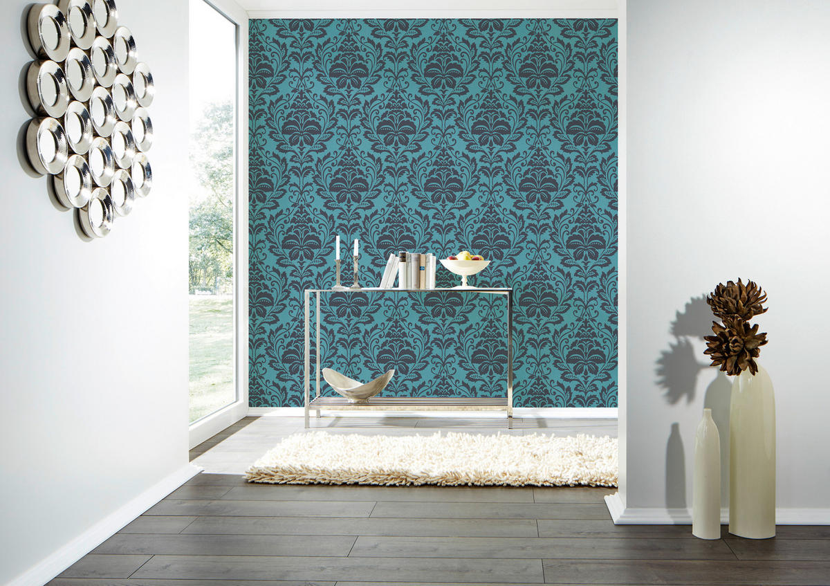 A.S.Creation Vliestapete Attractive Barock türkis grau B/L: ca. 53x1005 cm Attractive - türkis/grau (53,00/1005,00cm) - A.S.Creation