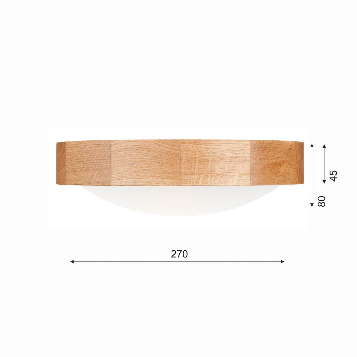 Lamkur Deckenleuchte ANELLO 40790 Eiche Glas Holz H/L: ca. 8x27 cm E27 1 Brennstellen Anello - Eiche (27,00cm) - Lamkur