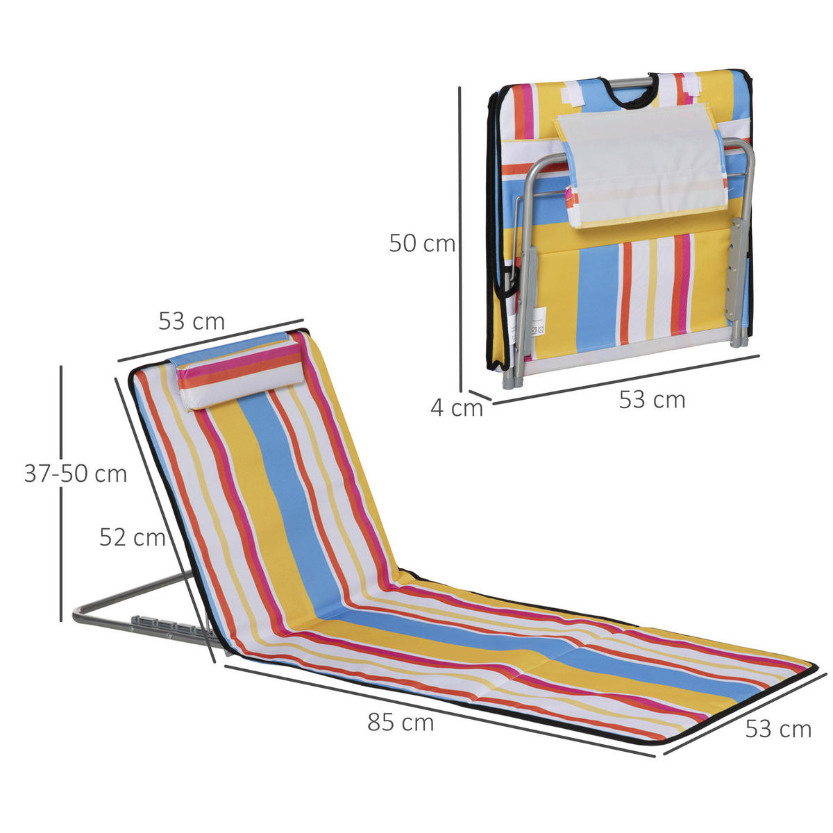 Outsunny Strandliege 2er Set mehrfarbig Stahl B/H/L: ca. 53x45x124 cm Strandliege 2er Set - mehrfarbig (124,00/53,00/45,00cm) - Outsunny
