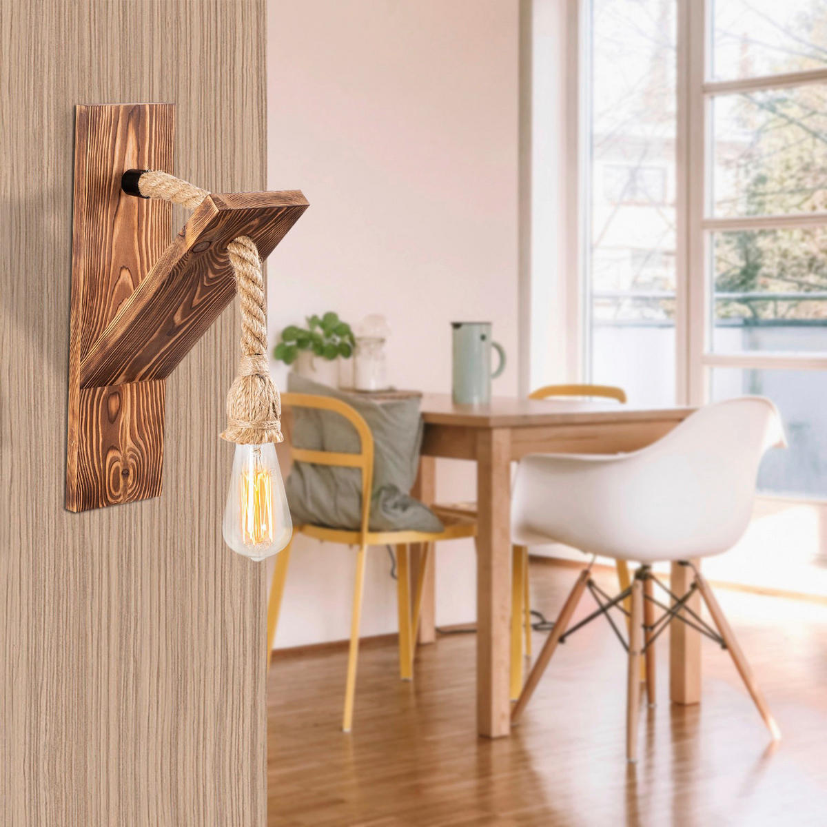 Opviq Wandleuchte Holzoptik B/H/L: ca. 21x40x11 cm E27 1 Brennstellen Erebos - Holzoptik (11,00/21,00/40,00cm) - Opviq