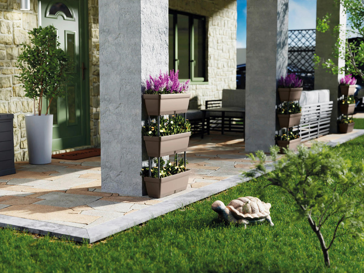 Lolego Veg Pflanzständer hellgrau Polypropylen B/H/L: ca. 17x32x50 cm Pflanzständer_3-stufig vertikal - hellgrau (50,00/17,00/32,00cm) - Lolego Veg