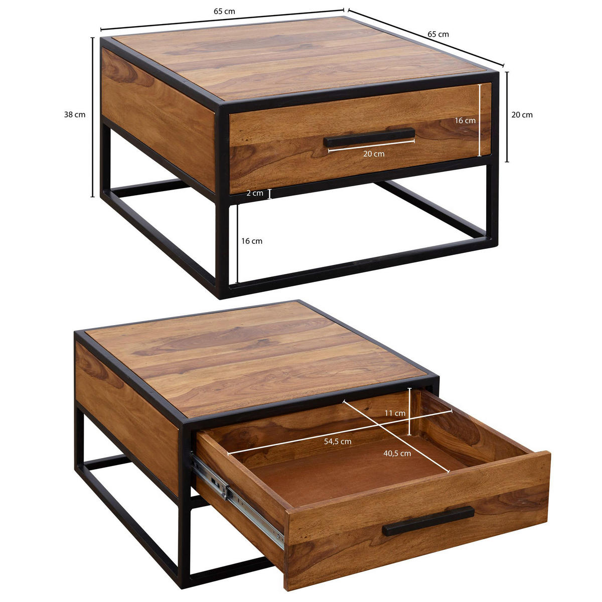 Couchtisch braun B/H/T: ca. 65x38x65 cm Couchtisch - braun (65,00/38,00/65,00cm) - Wohnling