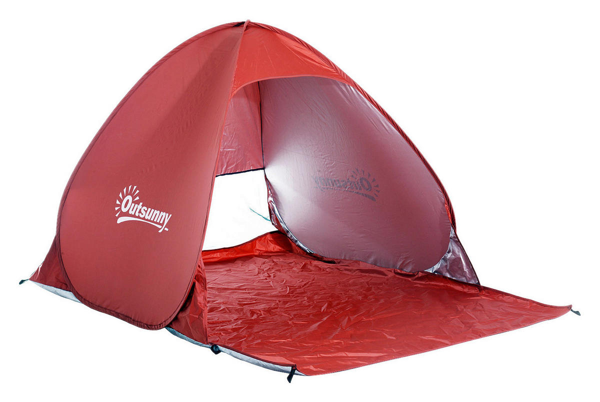 Outsunny Pop-Up Zelt rot Polyester-Mischgewebe B/H/L: ca. 200x115x150 cm Pop-Up_Zelt_für_2_Personen - rot (150,00/200,00/115,00cm) - Outsunny