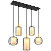 GLOBO LED-Pendelleuchte mattschwarz Rauch messing Aluminium Glas Metall B/H/T: ca. 31,5x150x93 cm LAMPIGNA - messing/Rauch (31,50/150,00/93,00cm) - GLOBO