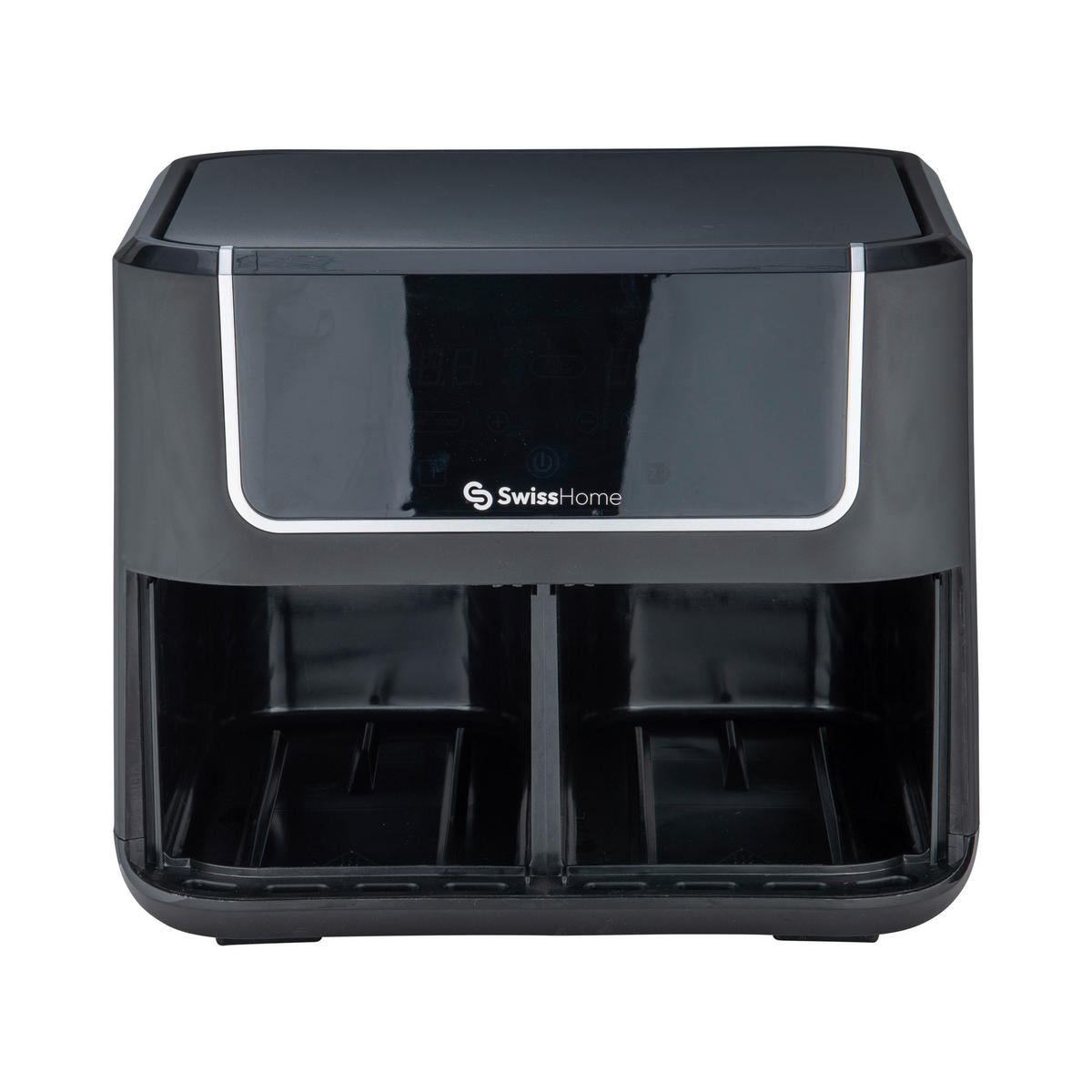 SWISS HOME Doppel-Heißluftfritteuse SH-6931 schwarz Kunststoff B/H/L: ca. 24x28x32 cm ca. 3 l BLACK DARK - schwarz (32,00/24,00/28,00cm) - SWISS HOME