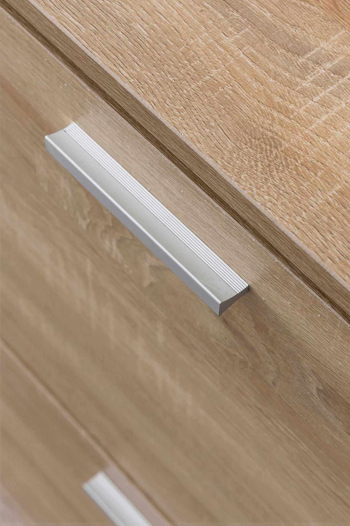 Schuhschrank Eiche Sonoma Nachbildung silber B/H/T: ca. 120x81x24 cm Schuhschrank - Eiche/silber (120,00/81,00/24,00cm) - Wohnling