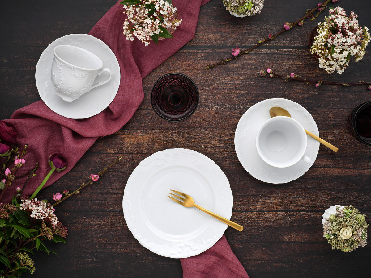 CreaTable Kaffeeservice Rokoko weiß Porzellan 18 tlg. Rokoko - weiß - CreaTable