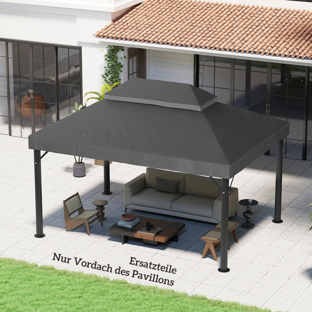 Outsunny Ersatzdach dunkelgrau Stoff B/H/L: ca. 300x1x400 cm Pavillon Ersatzdach - dunkelgrau (400,00/300,00/1,00cm) - Outsunny