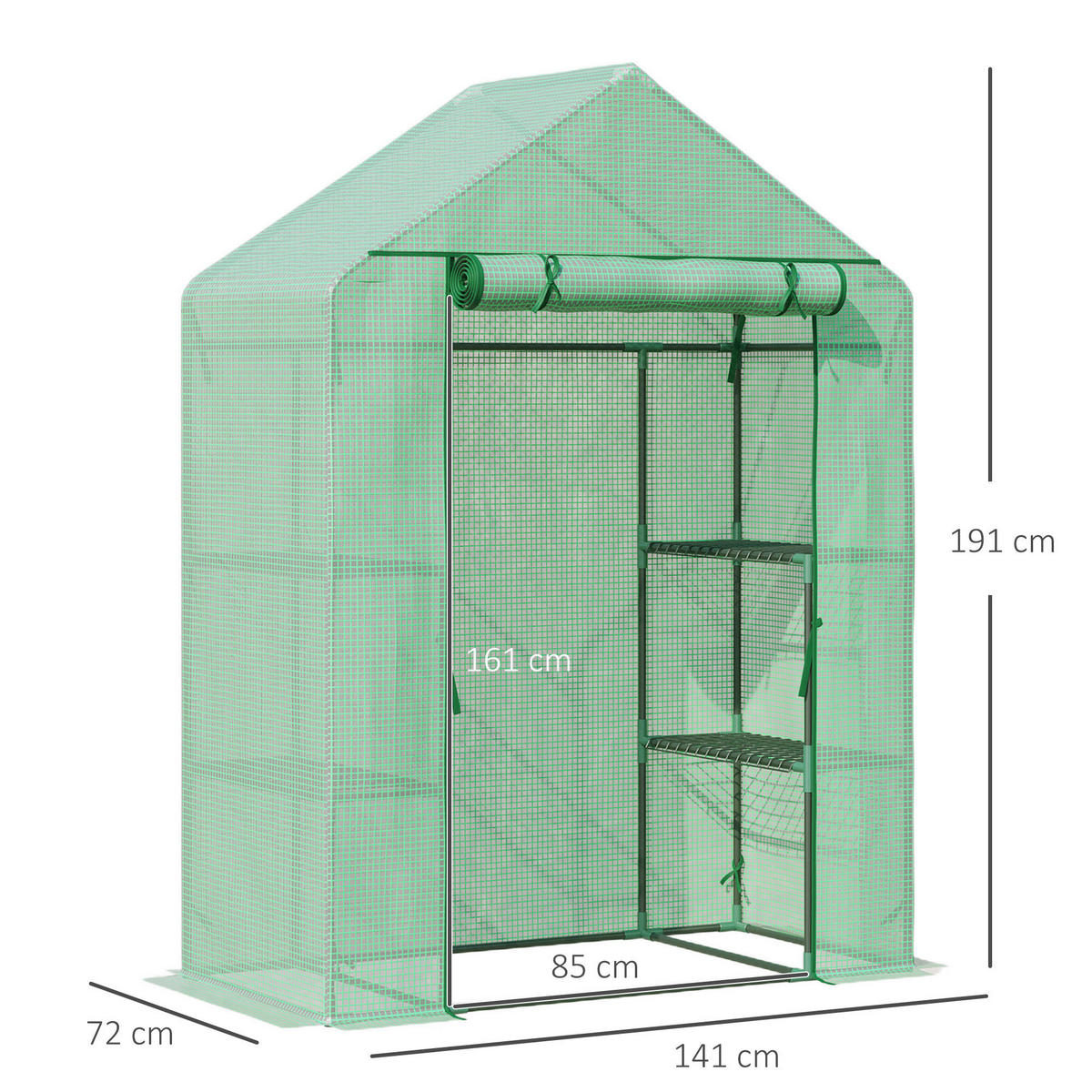 Outsunny Gewächshaus B/H/L: ca. 72x191x141 cm Gewächshaus - grün (141,00/72,00/191,00cm) - Outsunny