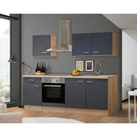 Flex-Well Küchenblock Morena Basalt matt B/H/T: ca. 210x200x60 cm Morena - Eiche/Basalt (210,00/200,00/60,00cm) - Flex-Well