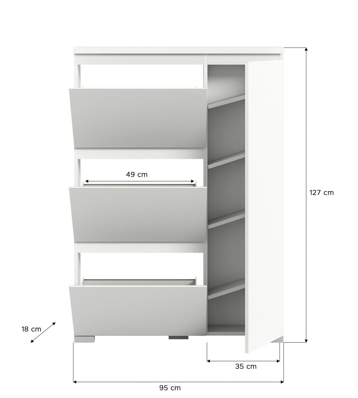Schuhschrank Shoelove weiß B/H/T: ca. 95x130x18 cm Shoelove - weiß (95,00/130,00/18,00cm) - xonox.home