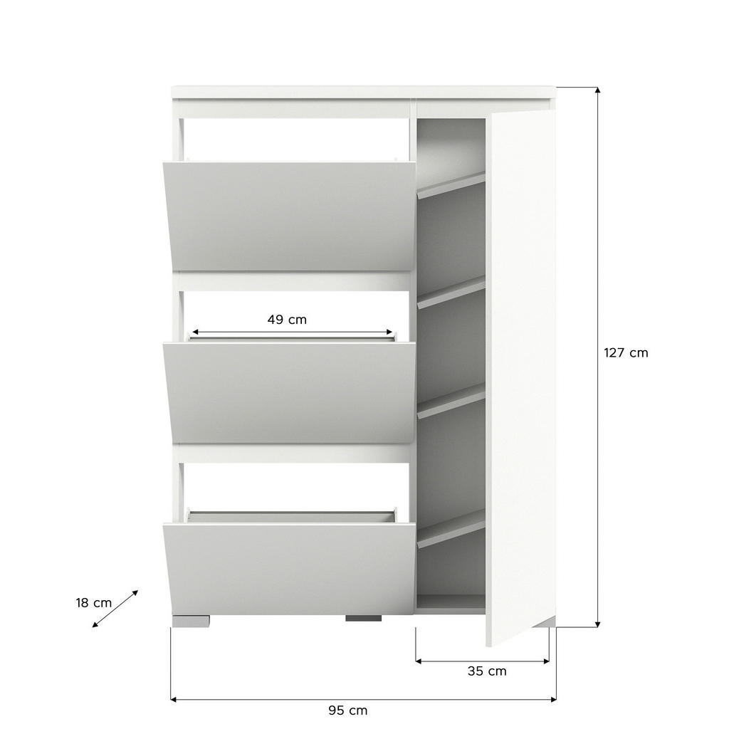 Thumbnail - Schuhschrank Shoelove weiß B/H/T: ca. 95x130x18 cm