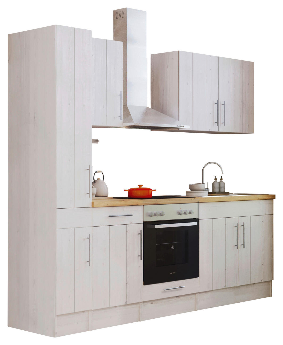 Respekta Küchenblock Premium weiß Lärche Nachbildung B/H/T: ca. 240x211x60 cm Premium - weiß (240,00/211,00/60,00cm) - Respekta