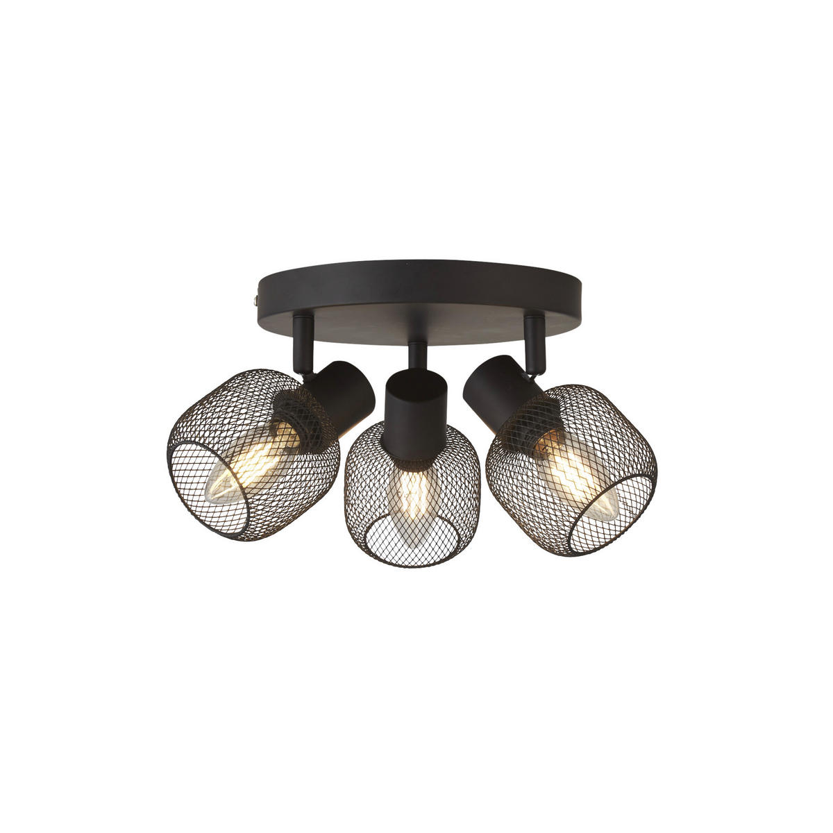 Searchlight Strahler schwarz Stahl B/H/L/D: ca. 36x17x36x36 cm E14 3 Brennstellen Meshy - schwarz (36,00/36,00/17,00cm) - Searchlight