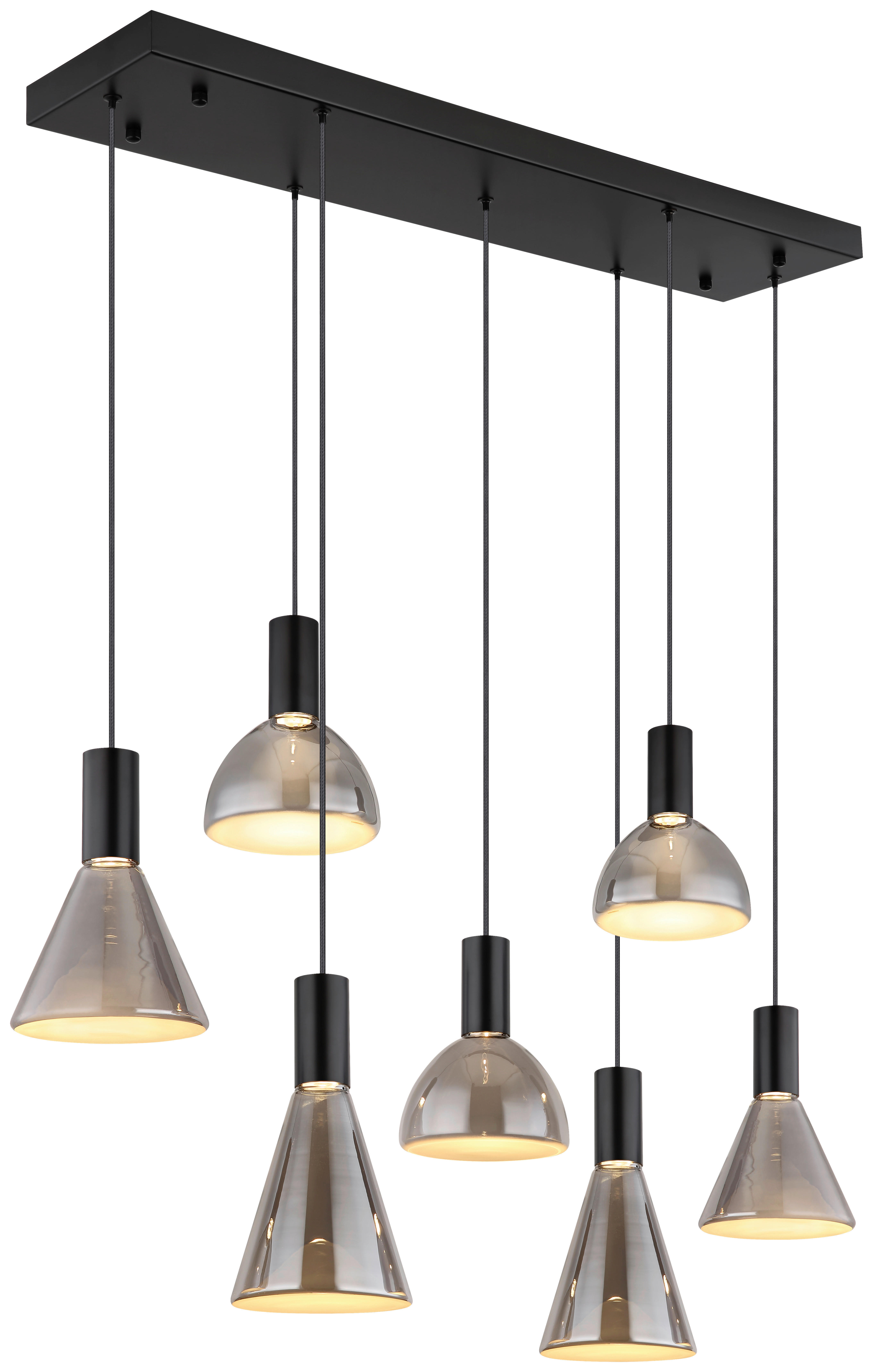 GLOBO LED-Pendelleuchte Rauch mattschwarz Metall Glas B/H/T: ca. 33x150x97 cm LABORA - Rauch/mattschwarz (33,00/150,00/97,00cm) - GLOBO