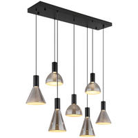 GLOBO LED-Pendelleuchte Rauch mattschwarz Metall Glas B/H/T: ca. 33x150x97 cm LABORA - Rauch/mattschwarz (33,00/150,00/97,00cm) - GLOBO