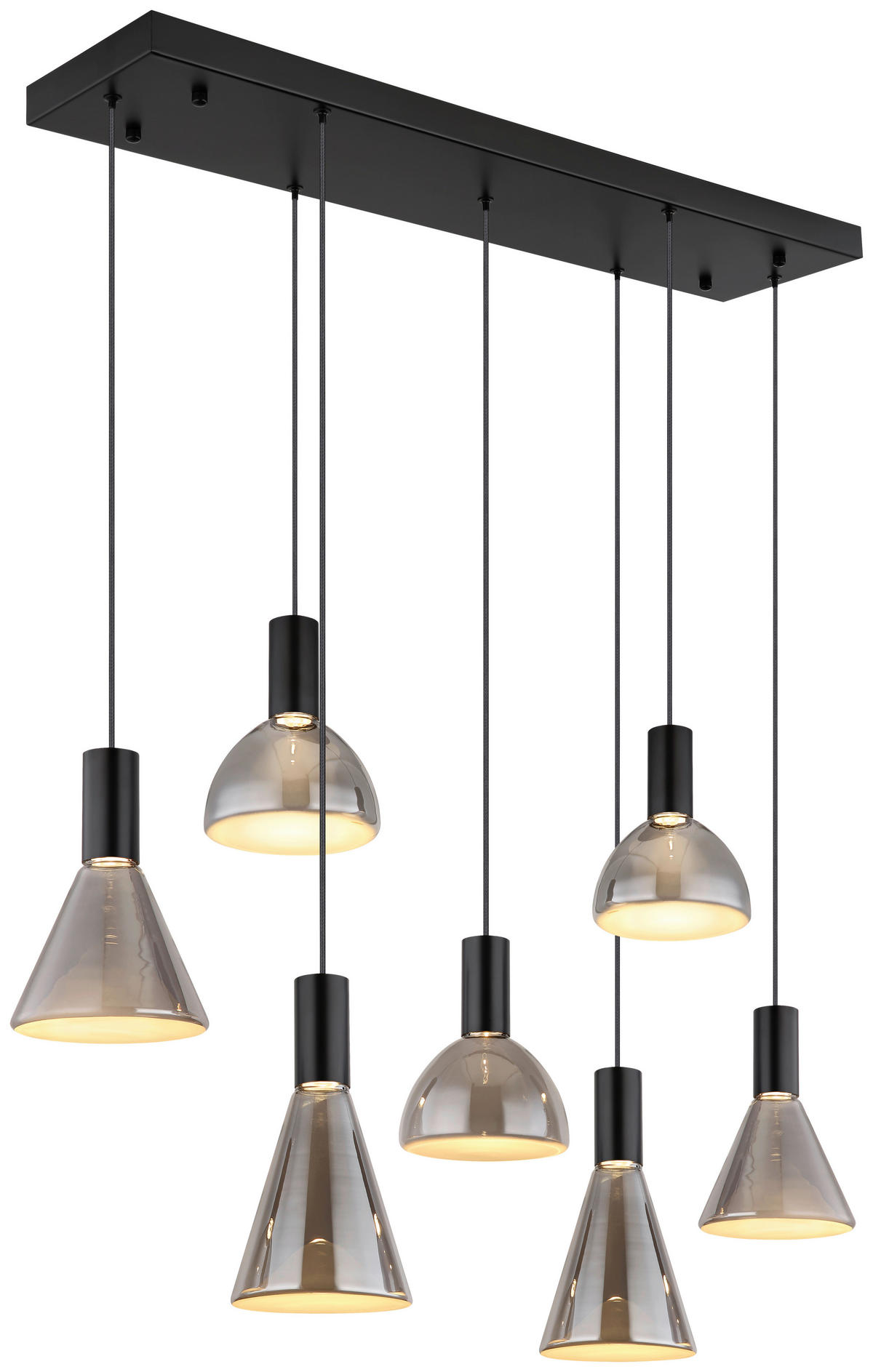 GLOBO LED-Pendelleuchte Rauch mattschwarz Metall Glas B/H/T: ca. 33x150x97 cm LABORA - Rauch/mattschwarz (33,00/150,00/97,00cm) - GLOBO
