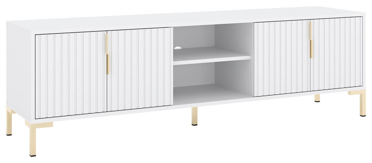 TV-Lowboard FLINN weiß matt gold Optik B/H/T: ca. 195x50x40 cm FLINN - gold/weiß (195,00/50,00/40,00cm) - WIPMEB