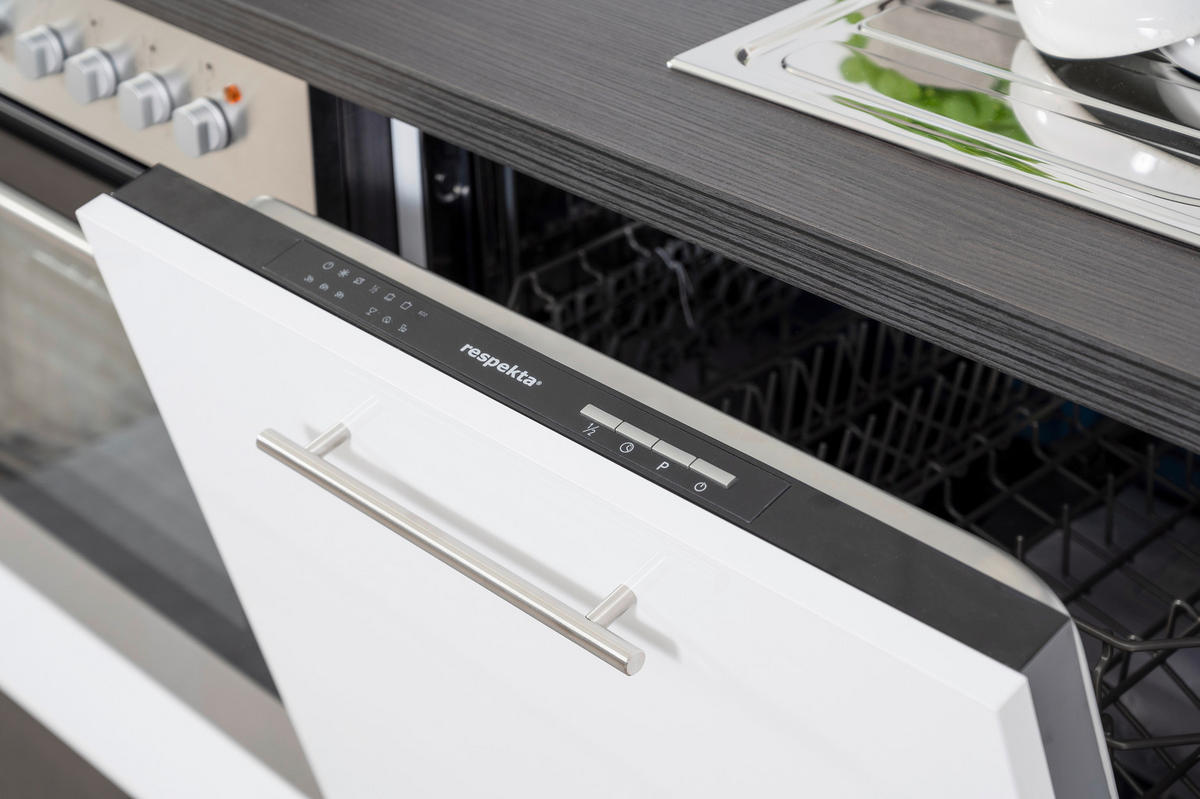 Respekta Küchenblock Amanda weiß Hochglanz B/H/T: ca. 310x200x60 cm Amanda - weiß/Edelstahloptik (310,00/200,00/60,00cm) - Respekta