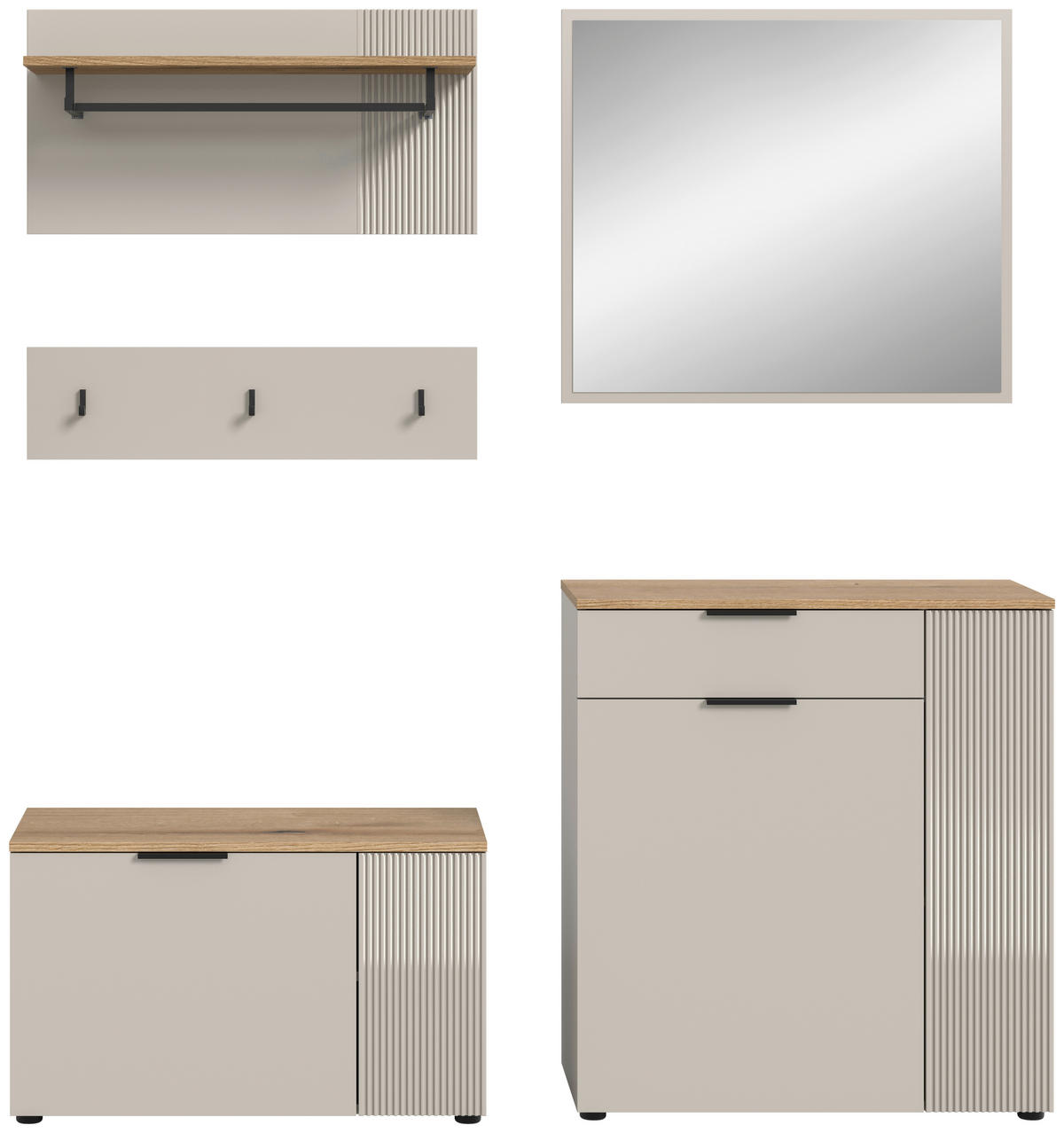 Garderobe Slide Kaschmirgrau Nachbildung Evoke Oak Nachbildung B/H/T: ca. 175x190x36 cm Slide - (175,00/190,00/36,00cm) - xonox.home