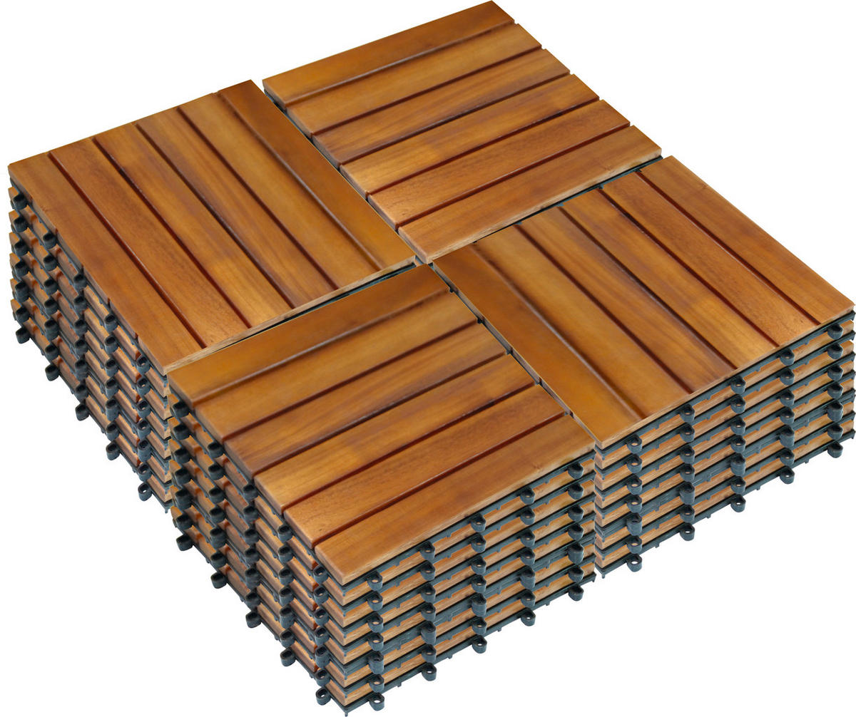 Terrassenfliese Akazie, 9 Stück im Paket braun B/L: ca. 30x30 cm Akazie, 9 Stück im Paket - braun (30,00/30,00/2,40cm)