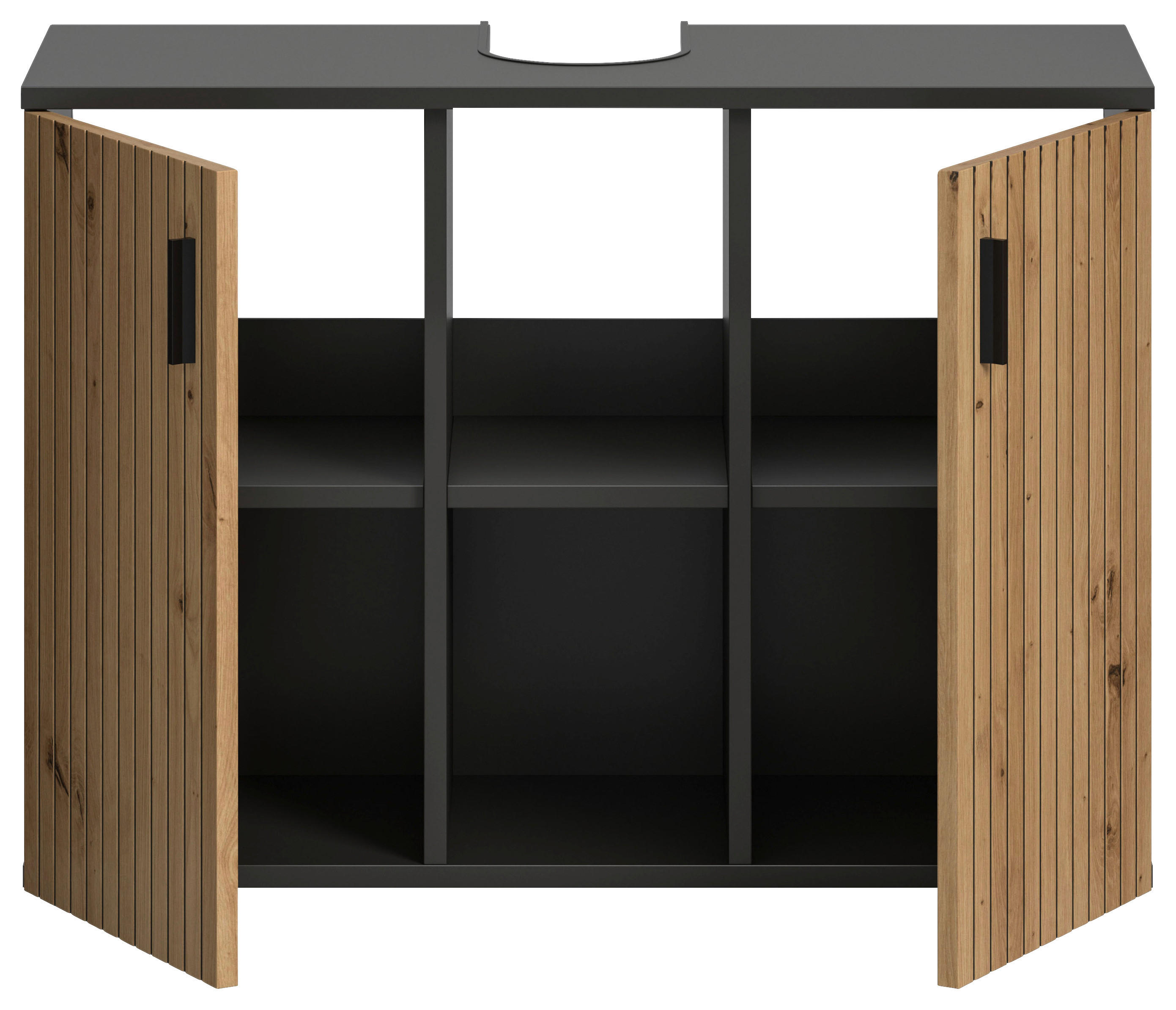 Thumbnail - Waschbeckenunterschrank Mone Basalt Nachbildung Artisan Oak Nachbildung B/H/T: ca. 80x59x30 cm