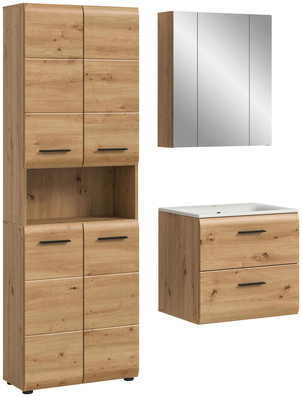 Badezimmer-Set Ice Artisan Oak Nachbildung B/H/T: ca. 135x185x46 cm Ice - (135,00/185,00/46,00cm) - xonox.home