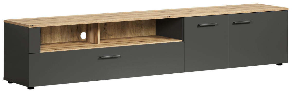TV-Lowboard Esteban anthrazit Eiche Evoke Coast Nachbildung B/H/T: ca. 210x43x41 cm Esteban - Eiche/anthrazit (210,00/43,00/41,00cm)