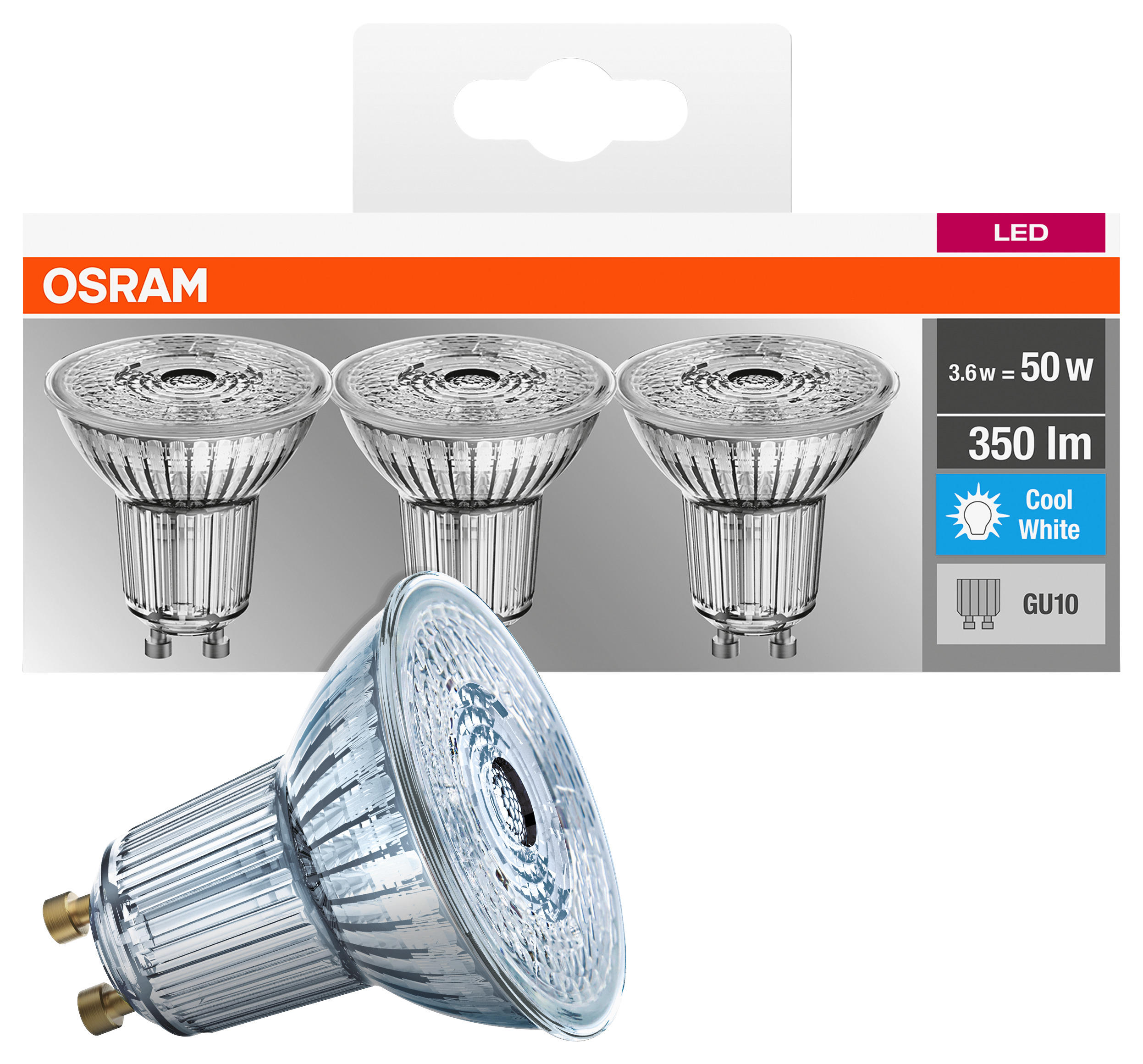 OSRAM Reflektorlampe AC2705 3er Pack GU10 LED-Reflektorlampe_GU10_3erPack - klar (5,10/5,50cm)