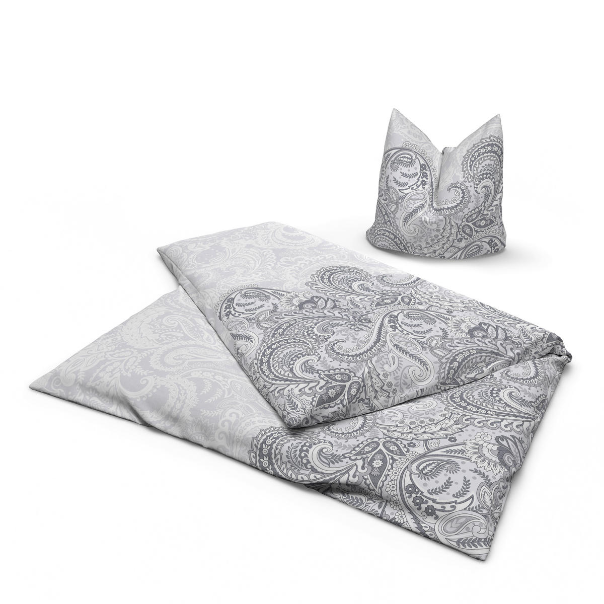 Baumwoll Bettwäsche Renforce Bettwäsche_Renforce Ornamente - grau (155,00/220,00cm)