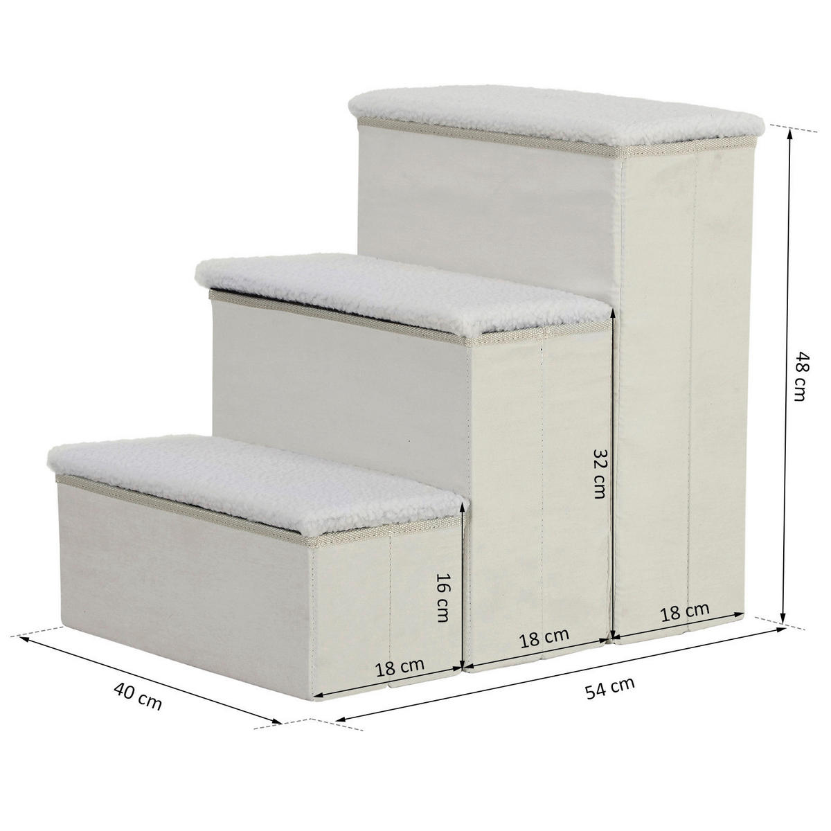 PawHut Haustiertreppe weiß MDF B/H/L: ca. 54x48x40 cm Haustiertreppe - weiß (40,00/54,00/48,00cm) - PawHut