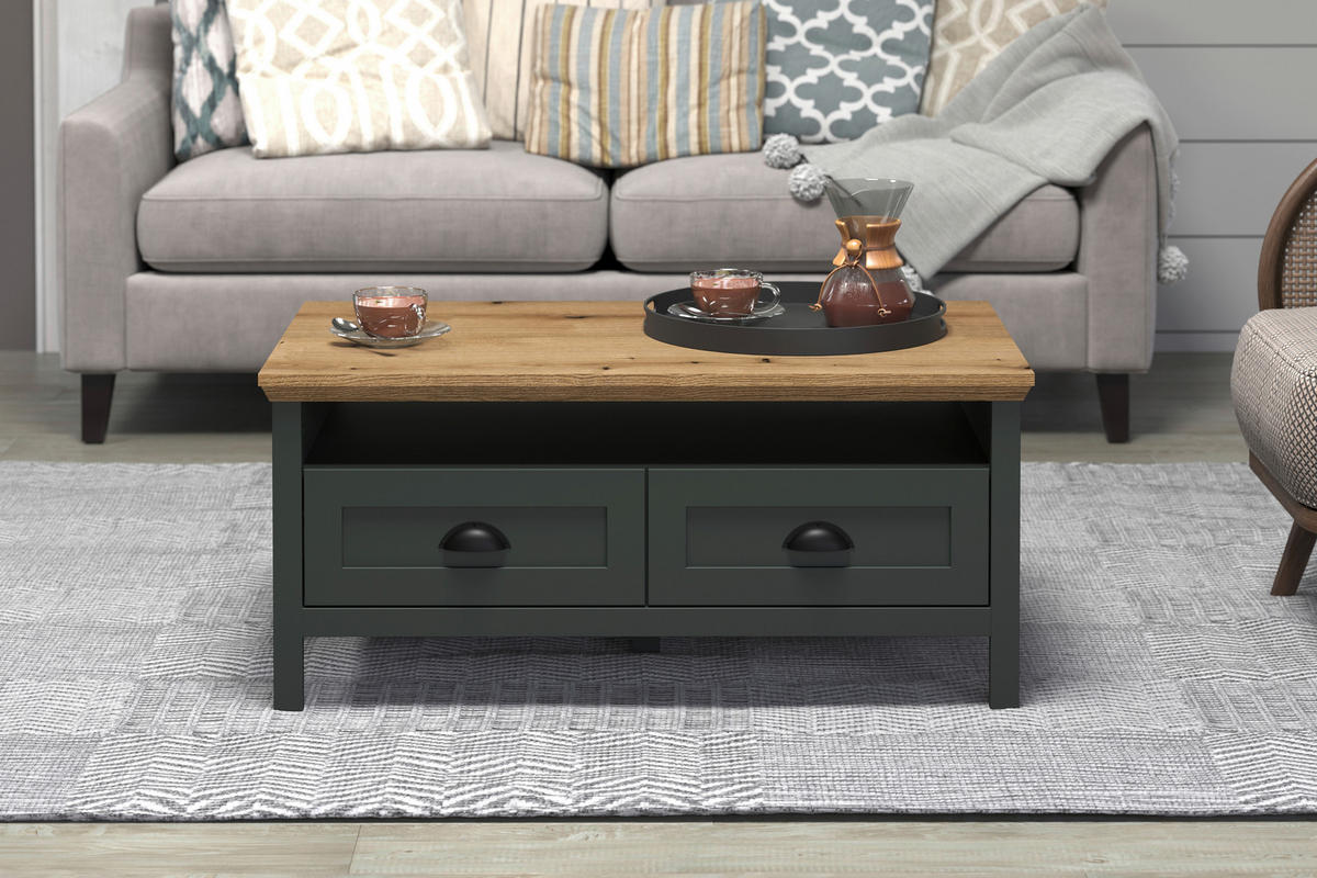 Couchtisch Stanton tannengrün Eiche Evoke Coast Nachbildung B/H/T: ca. 101x45x60 cm Stanton - Eiche/tannengrün (101,00/45,00/60,00cm)