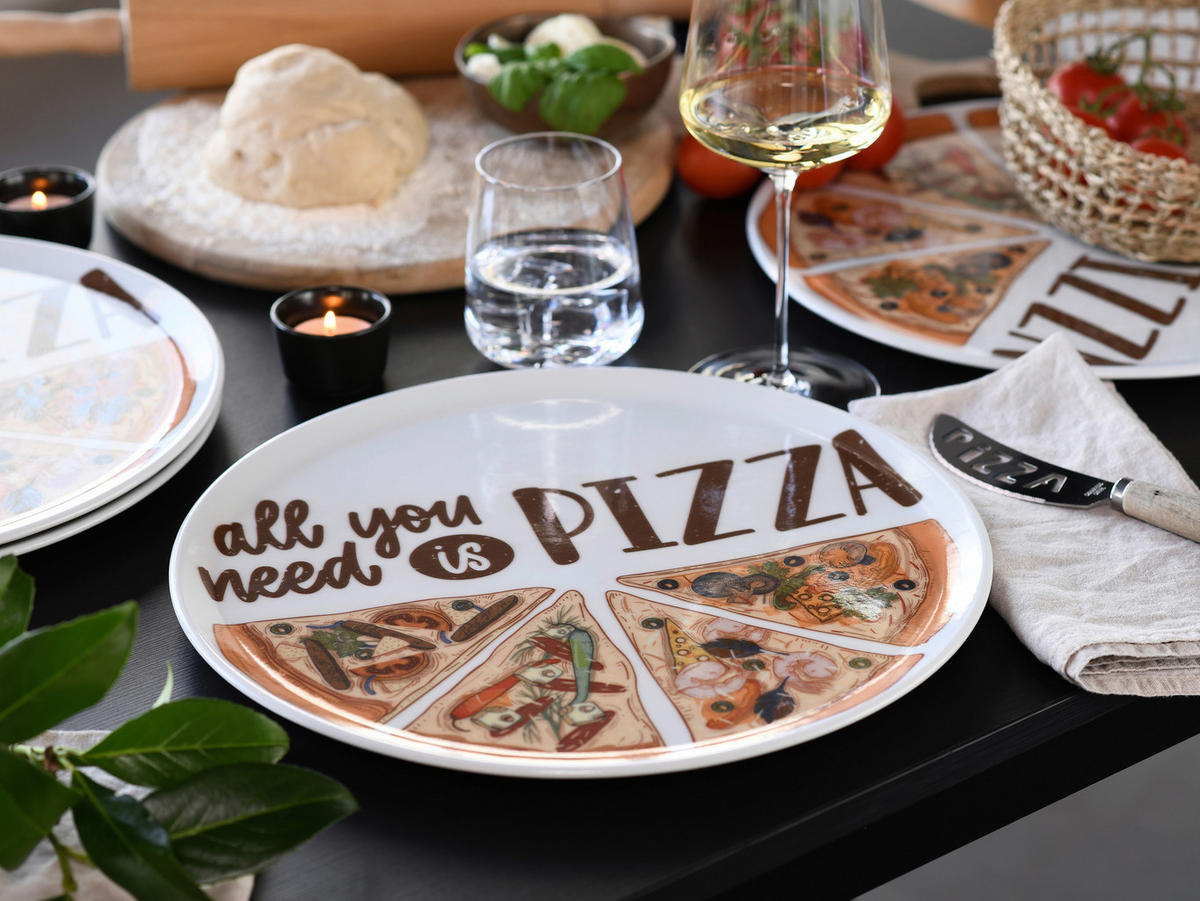 CreaTable Pizzateller-Set Europa bunt Porzellan D: ca. 33 cm Europa - bunt (33,00cm) - CreaTable