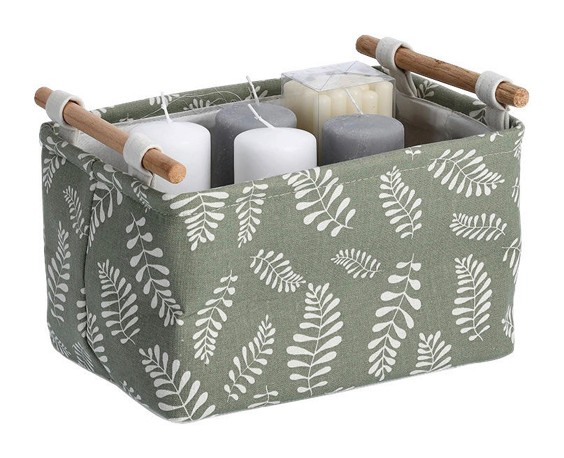 Zeller Aufbewahrungskorb Leaves grün Baumwolle B/H/L: ca. 21x18x30,5 cm Leaves - grün (30,50/21,00/18,00cm) - Zeller