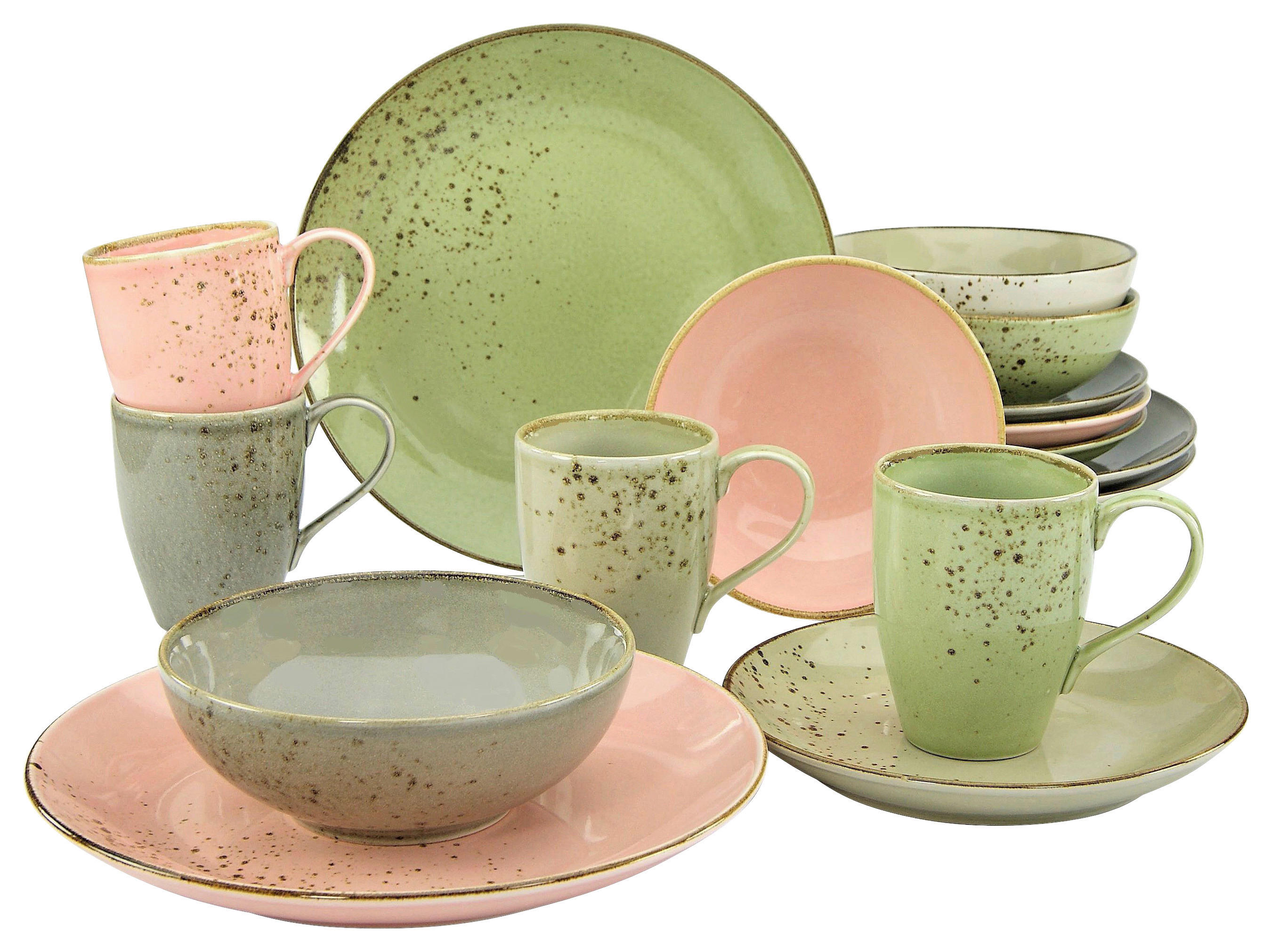 CreaTable Kombiservice Nature Collection VINTAGE GARDEN multicolor Steinzeug 16 tlg. Nature Collection VINTAGE GARDEN - multicolor - CreaTable