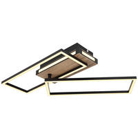 GLOBO LED-Deckenleuchte 67299D dunkelbraun mattschwarz Kunststoff MDF Metall B/H/T: ca. 49x10x60 cm COLLI - dunkelbraun/mattschwarz (49,00/10,00/60,00cm) - GLOBO