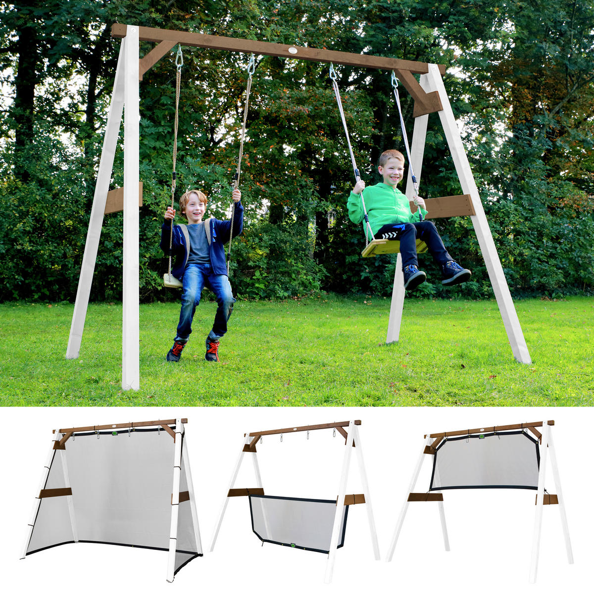AXI Schaukel 4in1 SportsFun weiß B/H/L: ca. 254x207x160 cm SportsFun - braun/weiß (160,00/254,00/207,00cm) - AXI