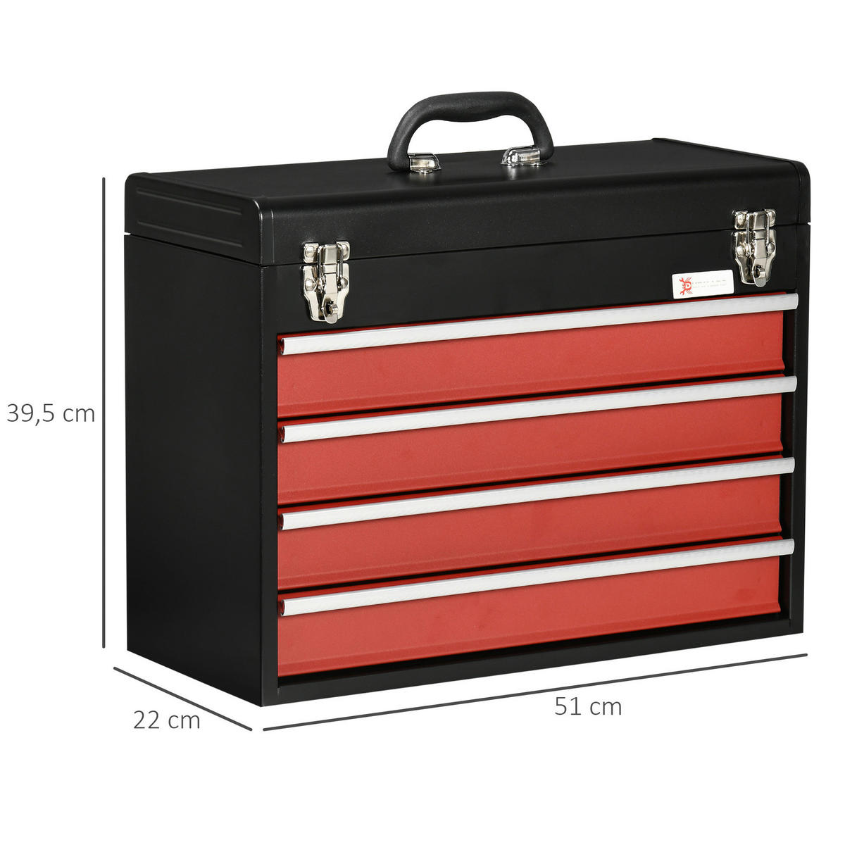 B/H/L: ca. 22x51x39,5 cm Werkzeugkiste - rot/schwarz (39,50/22,00/51,00cm) - DURHAND