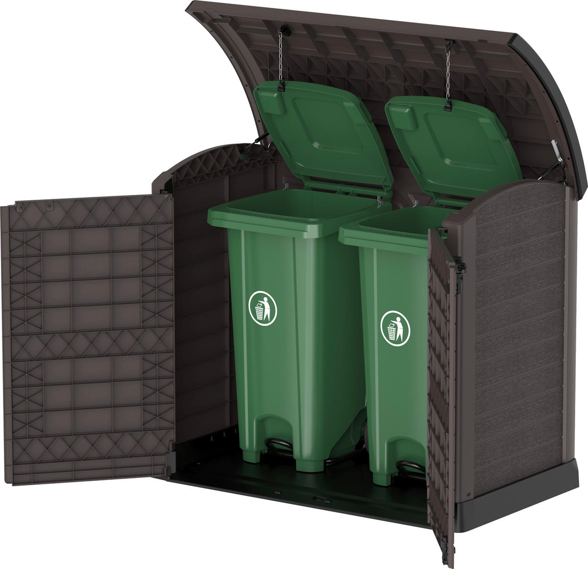 VCM Mülltonnenbox 2er StoreAway braun Kunststoff B/H/L: ca. 145x125x83 cm StoreAway - braun (83,00/145,00/125,00cm) - VCM