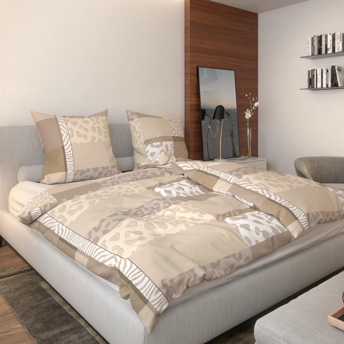 Baumwoll Bettwäsche Cotton touch Bettwäsche_Cotton-Touch Leo - beige/braun (135,00/200,00cm) - Sensation