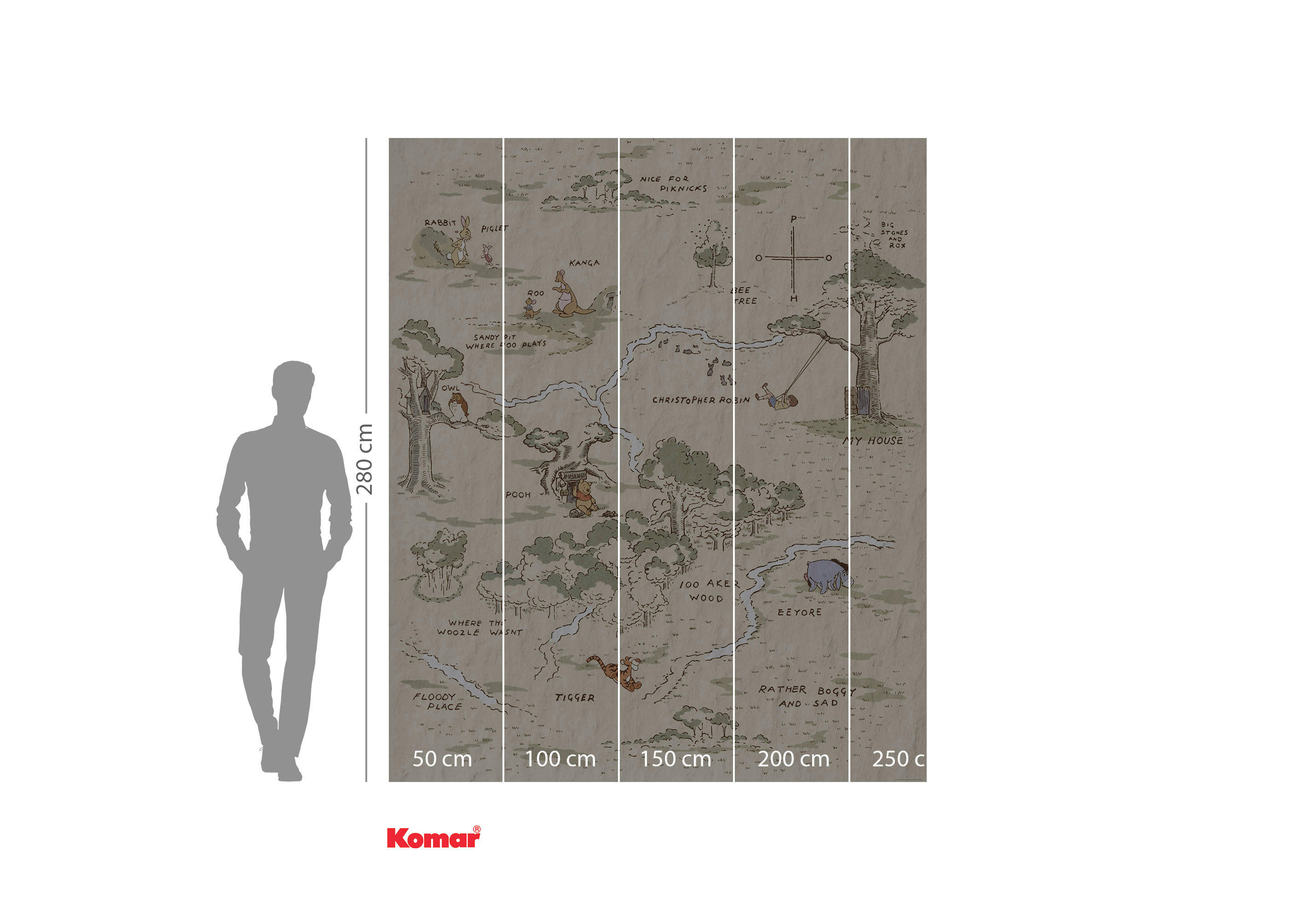 Komar Fototapete Winnie the Pooh Map IADX4-042 B/H: ca. 200x240 cm Winnie the Pooh Map IADX4-042 - (200,00/240,00cm) - Komar