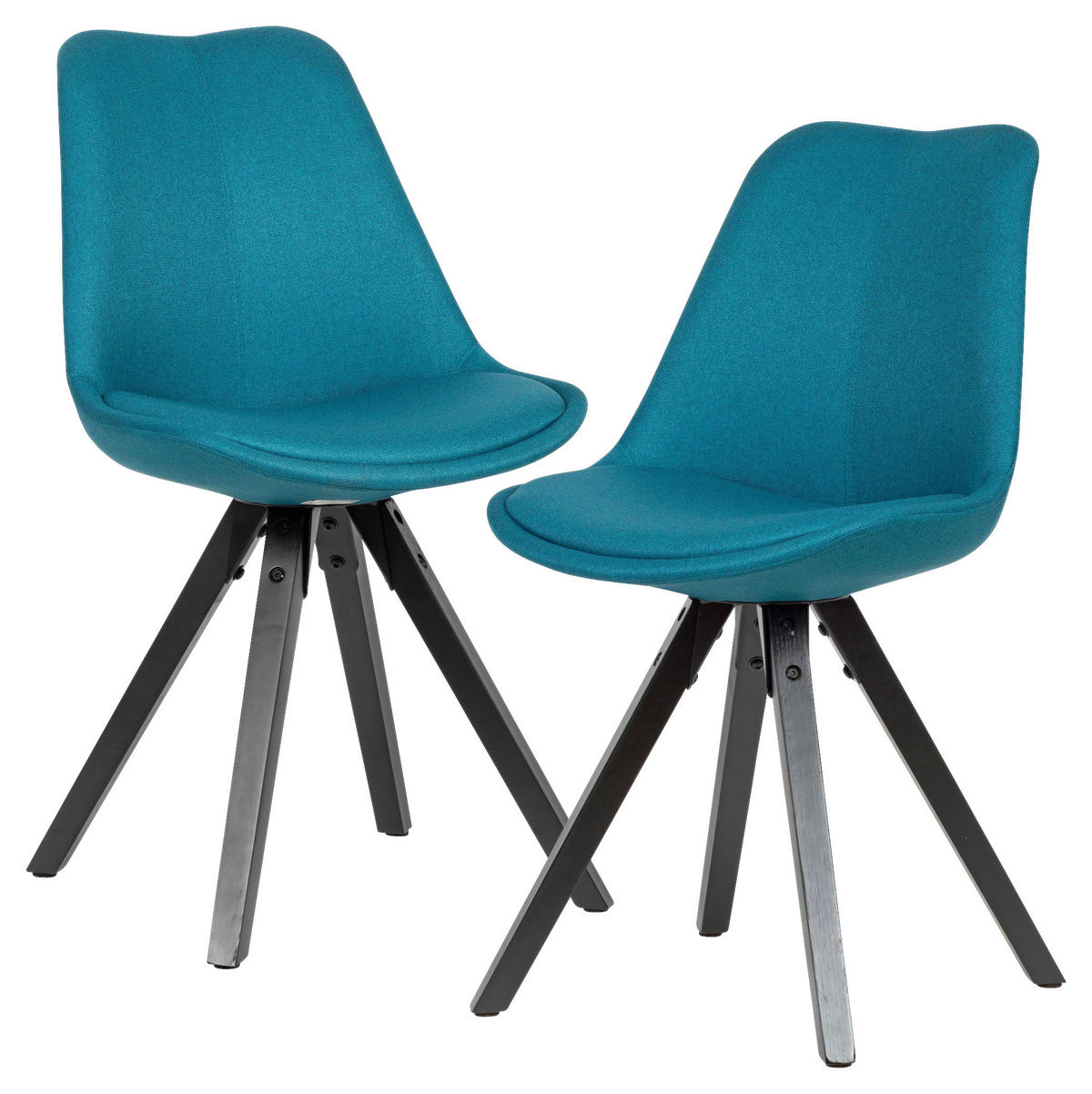 Stuhl 2er-Set blau schwarz Stoff Echtholz B/H/T: ca. 49x87x52 cm 2er-Set - blau/schwarz (49,00/87,00/52,00cm) - Wohnling